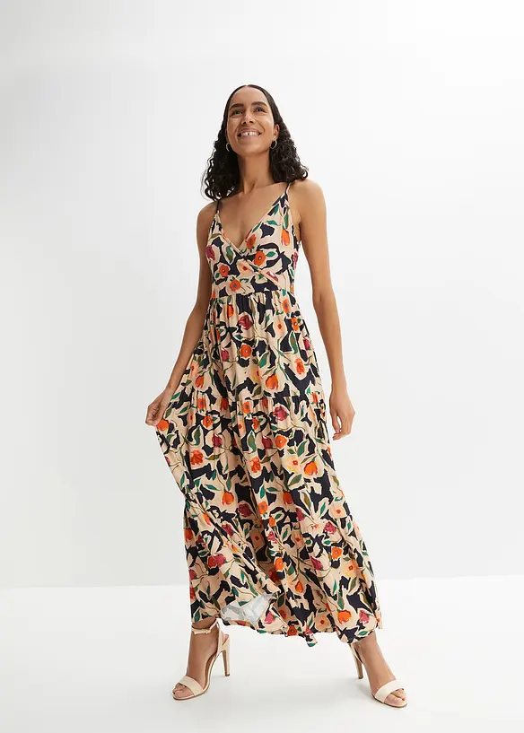 Maxikleid aus softem Viskose-Mix in schwarz von vorne (Totalaufnahme) - bonprix Maxikleid aus softem Viskose-Mix in schwarz von vorne (Totalaufnahme) - bonprix