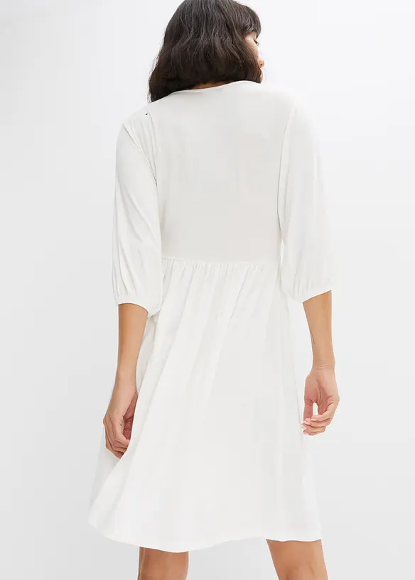 Tunika-Kleid aus softem Viskose-Mix in weiß von hinten (Totalaufnahme) - bonprix