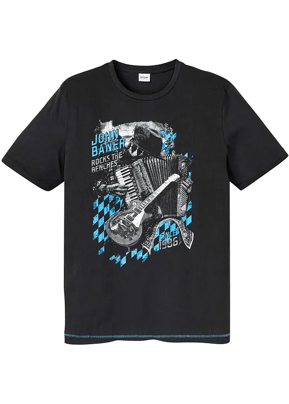 T-Shirt aus reiner Baumwolle in schwarz von vorne - bonprix