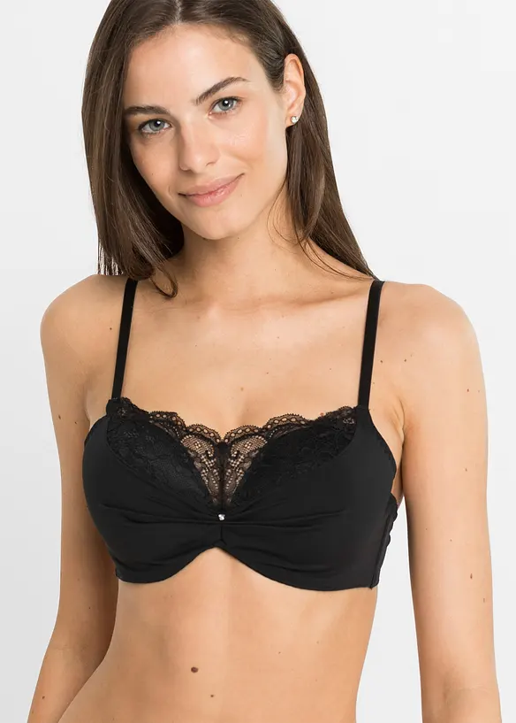 Push-up BH in Bandeau-Optik in schwarz von vorne (im Anschnitt) - bonprix