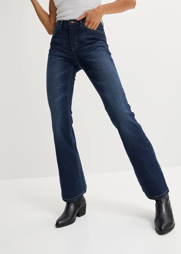 Flared Jeans High Waist in blau von vorne - bonprix
