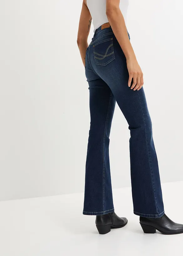 Flared Jeans High Waist in blau von hinten - bonprix