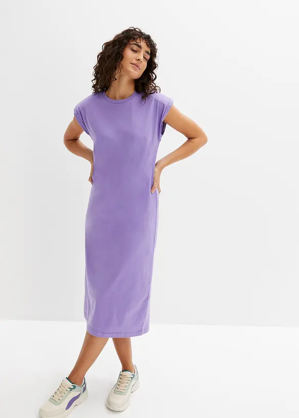 Shirtkleid aus Bio-Baumwolle in lila von vorne (Totalaufnahme) - bonprix