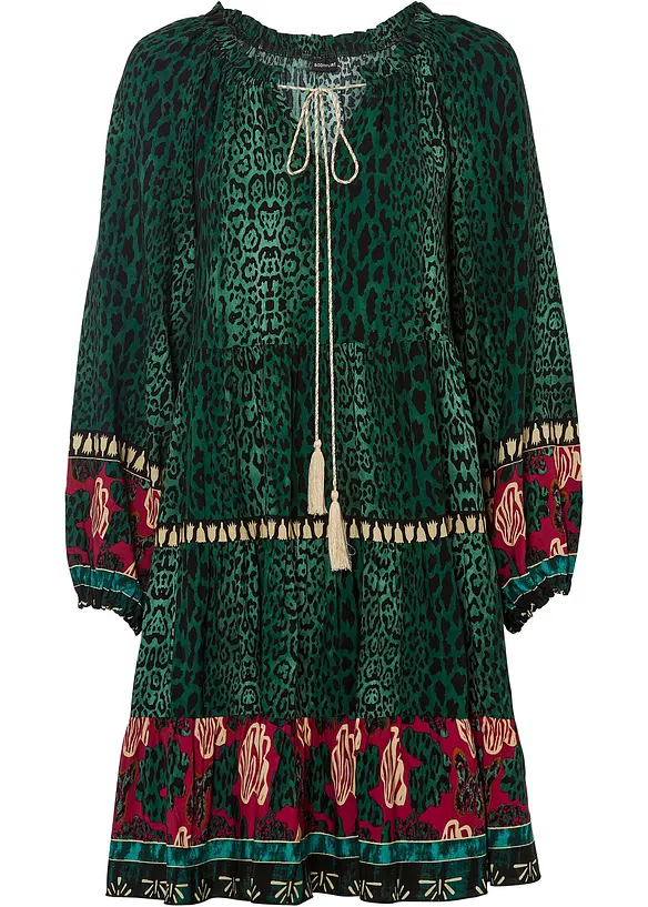 Tunika-Kleid aus fließender Viskose in grün von vorne - bonprix Tunika-Kleid aus fließender Viskose in grün von vorne - bonprix