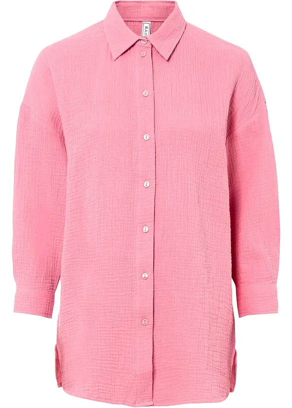 Bluse aus Musselin in pink von vorne - bonprix