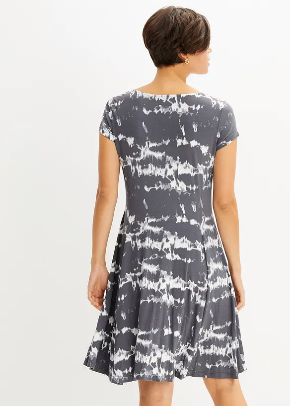 Shirtkleid aus fließender Viskose in grau von hinten (Totalaufnahme) - bonprix Shirtkleid aus fließender Viskose in grau von hinten (Totalaufnahme) - bonprix