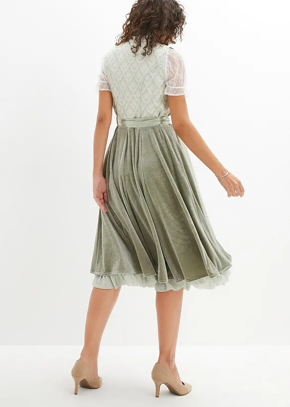 Dirndl mit Jacquard und Stickerei (2-tlg.Set) in grün von hinten (Totalaufnahme) - bonprix