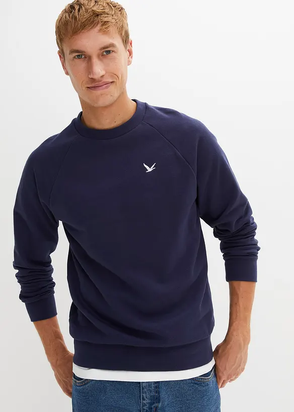 Sweatshirt in Regular Fit in blau von vorne (im Anschnitt) - bonprix