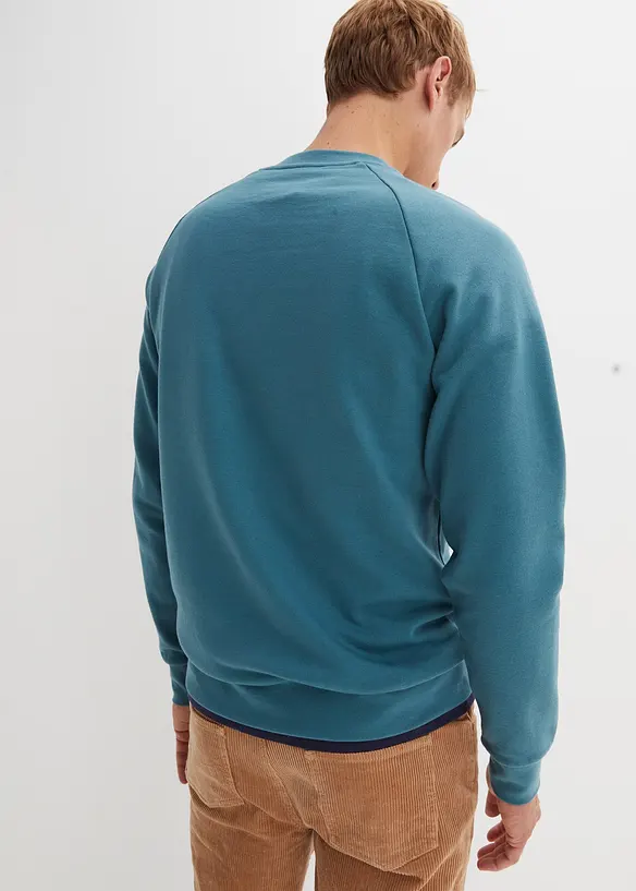 Sweatshirt in Regular Fit in petrol von hinten (im Anschnitt) - bonprix