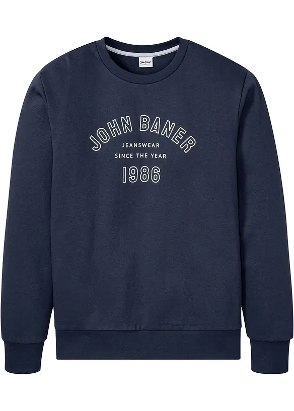 Sweatshirt mit recyceltem Polyester in blau von vorne - John Baner JEANSWEAR