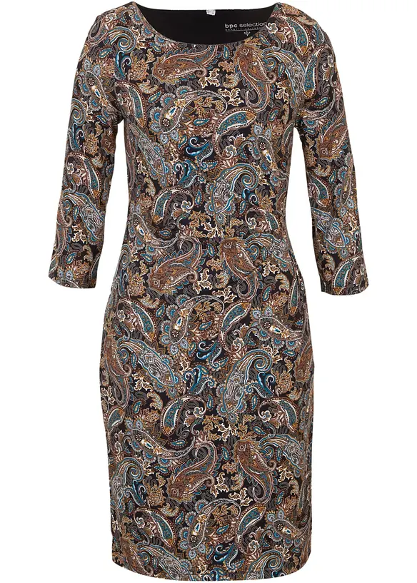 Shirtkleid mit Paisley-Druck in schwarz von vorne - bonprix