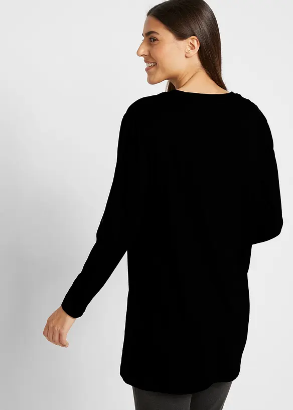 Longshirt aus reiner Baumwolle in schwarz von hinten (im Anschnitt) - bonprix