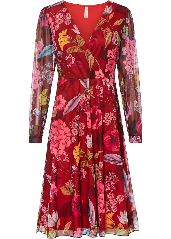 Midikleid aus Mesh in rot von vorne - bonprix