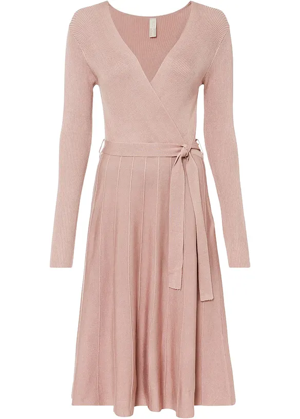 Strickkleid aus Viskose-Mix in rosa von vorne - bonprix