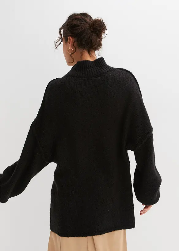 Grobstrick-Pullover in schwarz von hinten (im Anschnitt) - bonprix