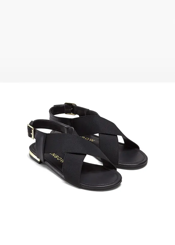 Sandalen mit elastischen Riemen in schwarz - bonprix