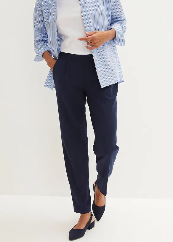 Schlupfhose mit Bügelfalte in blau von vorne - bonprix