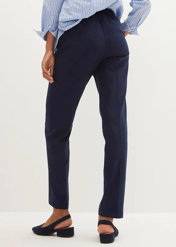 Schlupfhose mit Bügelfalte in blau von hinten - bonprix