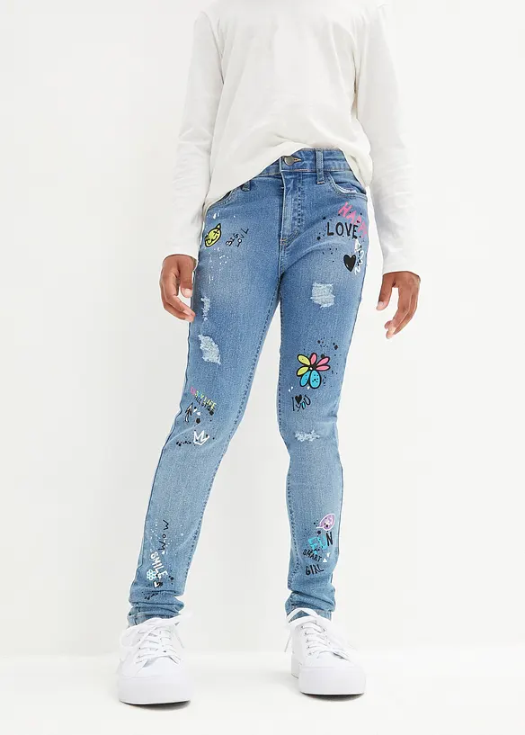 Skinny-Jeans Mid Waist in blau von vorne - bonprix