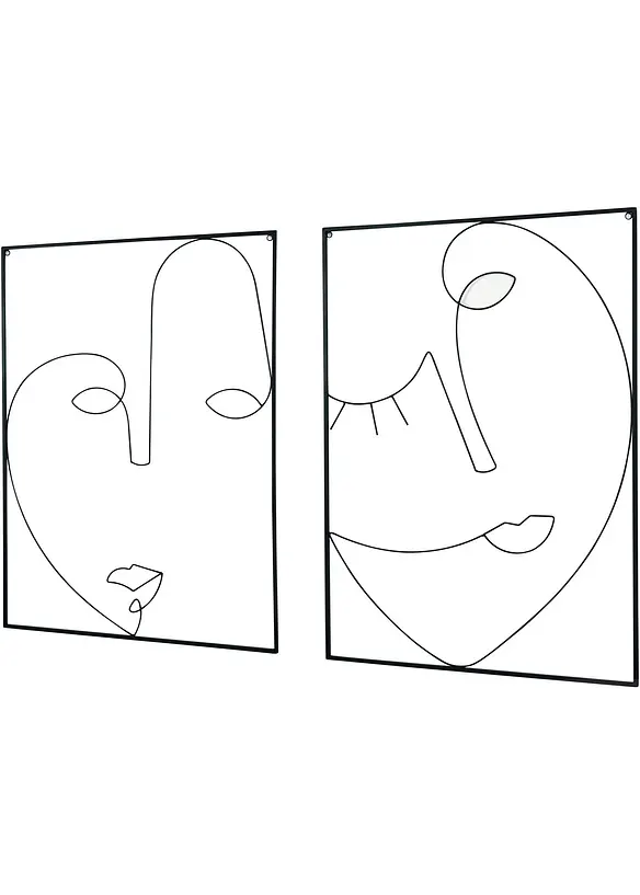 Wanddeko mit Gesichtern (2er Pack) in schwarz - bpc living bonprix collection