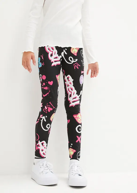 Leggings mit Bio-Baumwolle in schwarz von vorne - bonprix