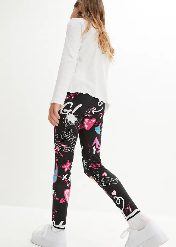 Leggings mit Bio-Baumwolle in schwarz von hinten - bonprix
