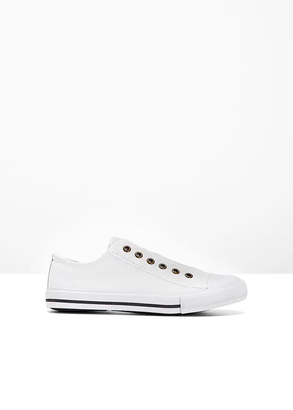 Slip-On-Sneaker aus Baumwoll-Canvas in weiß von vorne - bonprix