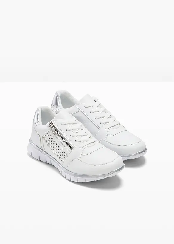 Sneaker mit Reißverschluss in weiß - bonprix