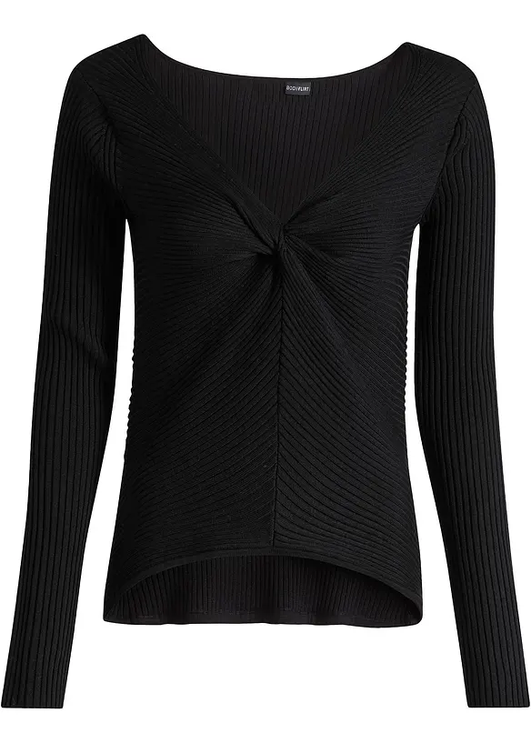 Ripppullover in schwarz von vorne - bonprix