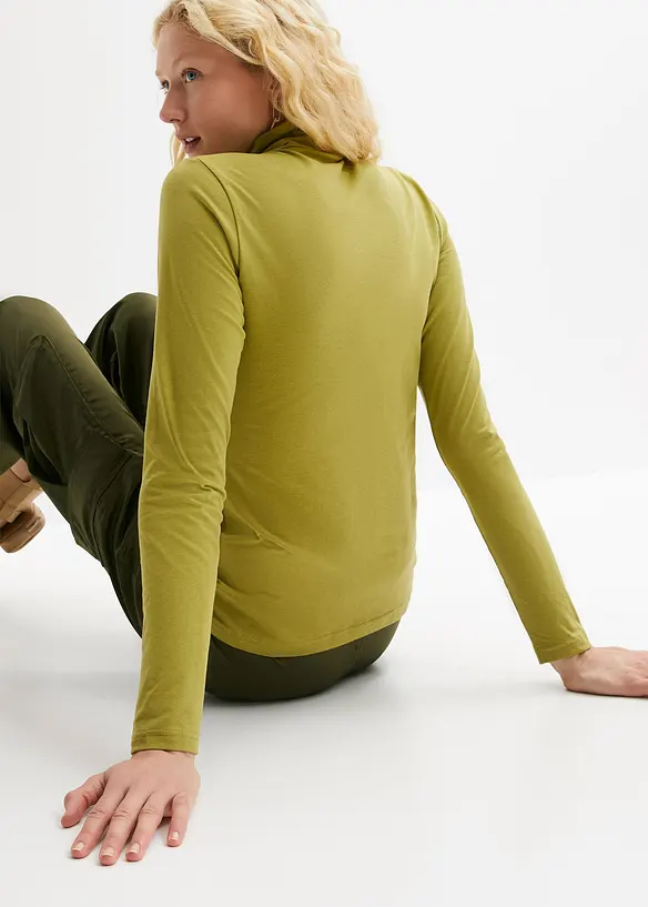 Langarmshirt mit  reiner Bio-Baumwolle in grün von hinten (im Anschnitt) - bonprix