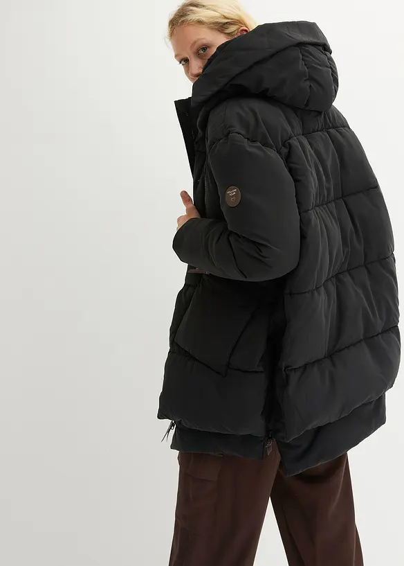 Oversize Winterjacke mit Kapuze in schwarz von hinten (im Anschnitt) - bonprix
