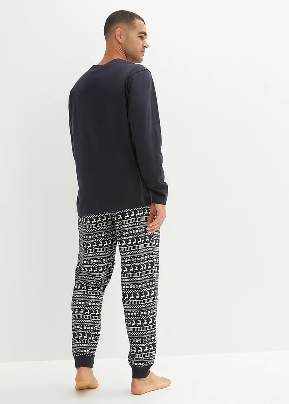 Pyjama in blau von hinten (Totalaufnahme) - bonprix