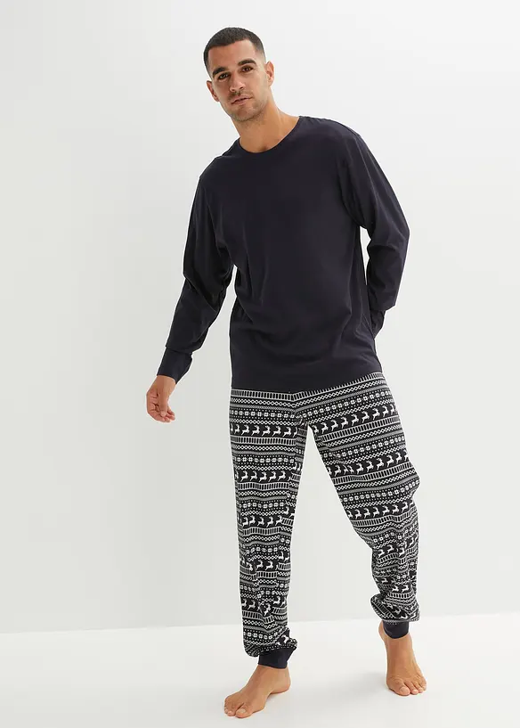 Pyjama in blau von vorne (Totalaufnahme) - bonprix