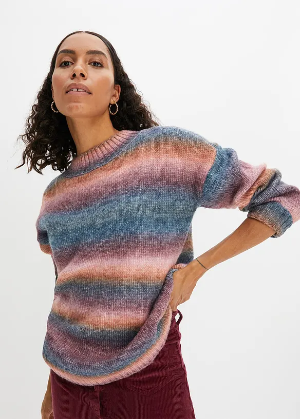 Pullover mit Farbverlauf und Wollanteil in rosa von vorne (im Anschnitt) - bonprix Pullover mit Farbverlauf und Wollanteil in rosa von vorne (im Anschnitt) - bonprix