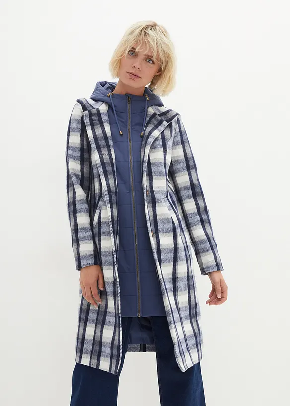 Winter-Mantel, 2in1 Optik in blau von vorne (Totalaufnahme) - bonprix