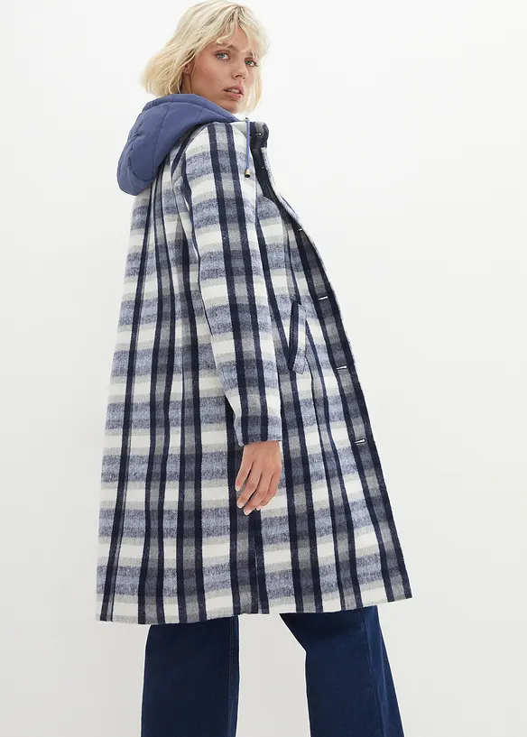 Winter-Mantel, 2in1 Optik in blau von hinten (Totalaufnahme) - bonprix