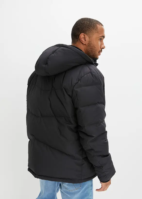 Wasserabweisende Echtdaunenjacke mit Bionic-Finish in schwarz von hinten (im Anschnitt) - bonprix