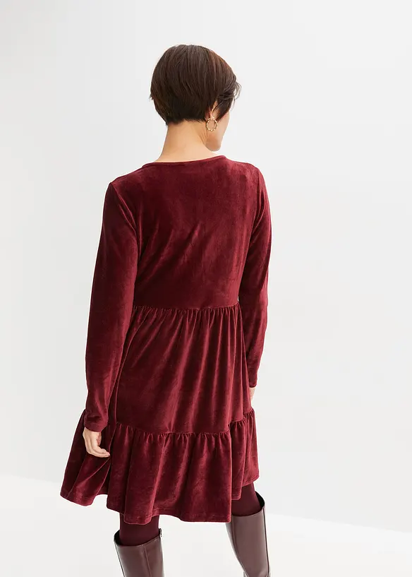 Minikleid aus Jersey Cord in rot von hinten (Totalaufnahme) - bonprix Minikleid aus Jersey Cord in rot von hinten (Totalaufnahme) - bonprix