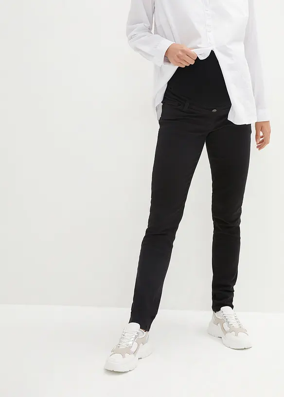 Umstandshose mit Stretch, Slim fit in schwarz von vorne - bonprix