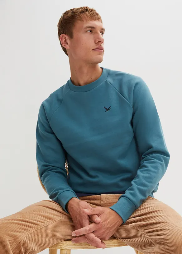 Sweatshirt in Regular Fit in petrol von vorne (im Anschnitt) - bonprix