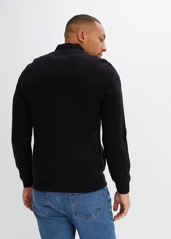 Feinstrickjacke in Regular Fit in schwarz von hinten (im Anschnitt) - bonprix