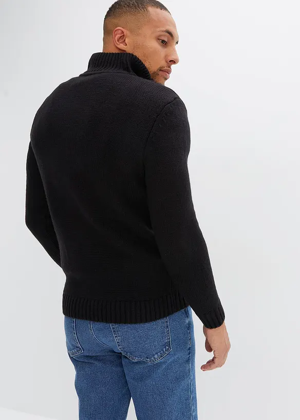 Troyer mit Zopfmuster in schwarz von hinten (im Anschnitt) - bonprix