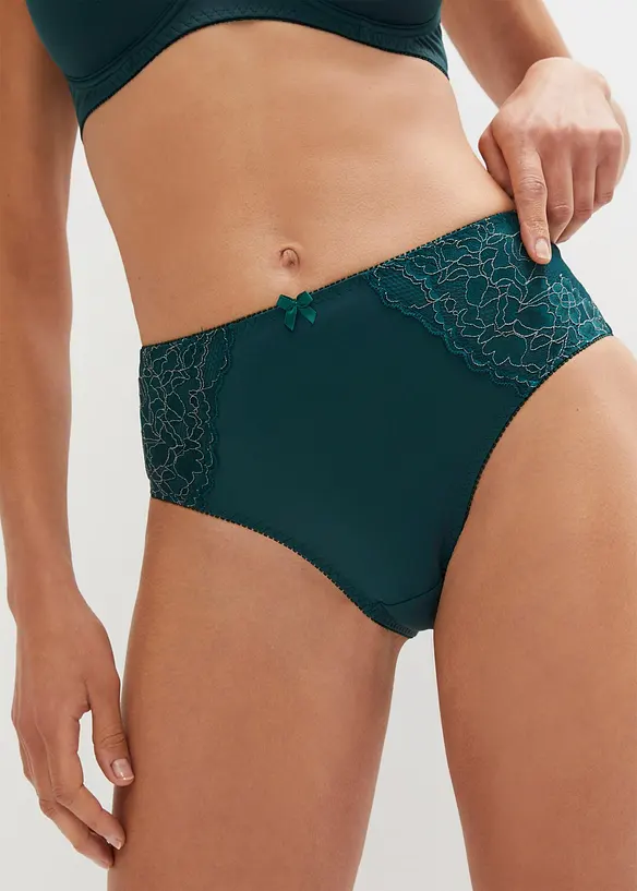 Maxislip mit zarter Spitze (2er Pack) in grün von vorne - bonprix