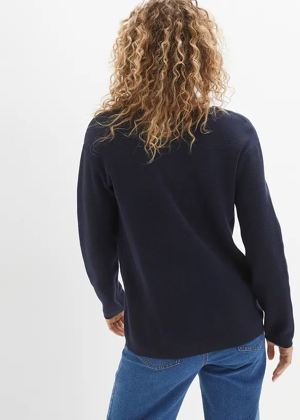 Feinstrickjacke in blau von hinten (im Anschnitt) - bonprix