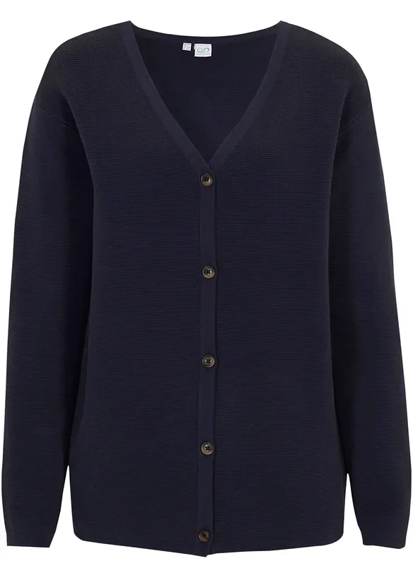Feinstrickjacke in blau von vorne - bonprix