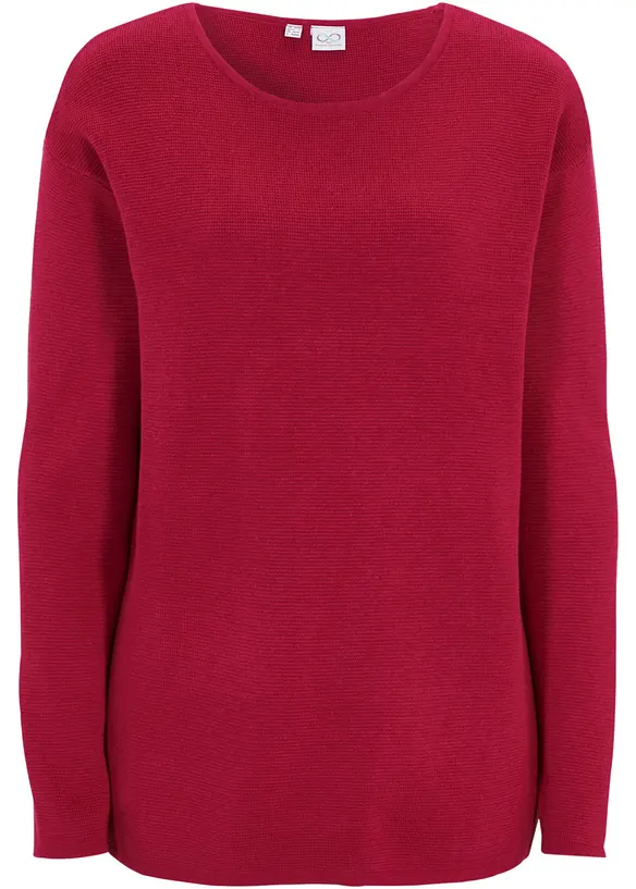 Milano Rib Pullover mit Rundhals in pink von vorne - bonprix