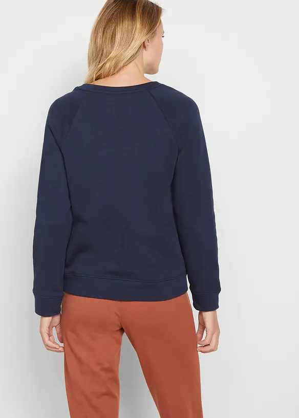 Basic Sweatshirt in blau von hinten (im Anschnitt) - bonprix