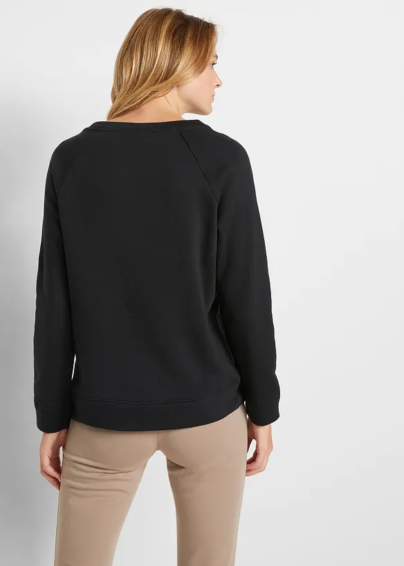 Basic Sweatshirt in schwarz von hinten (im Anschnitt) - bonprix