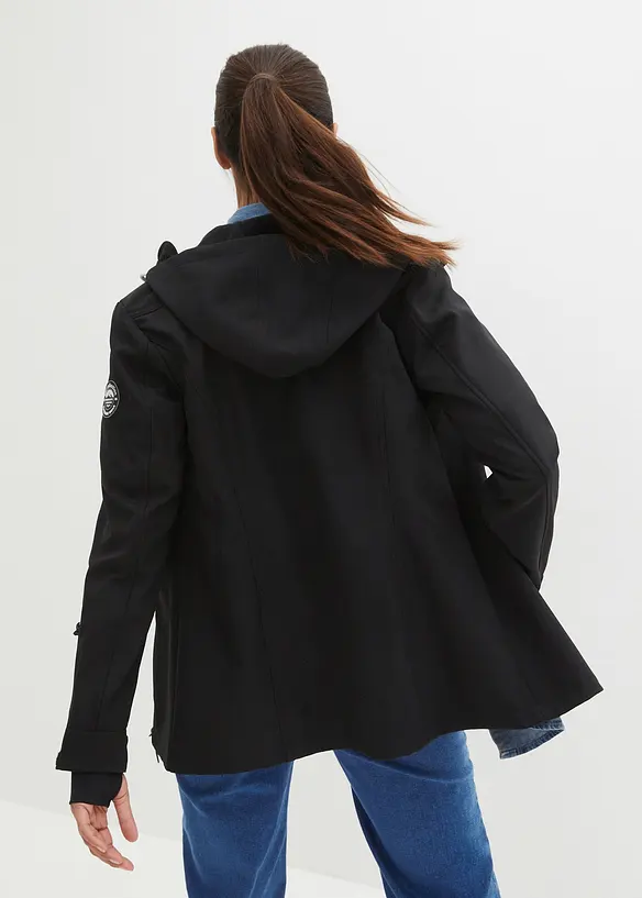 wasserabweisende Softshelljacke in schwarz von hinten (im Anschnitt) - bonprix