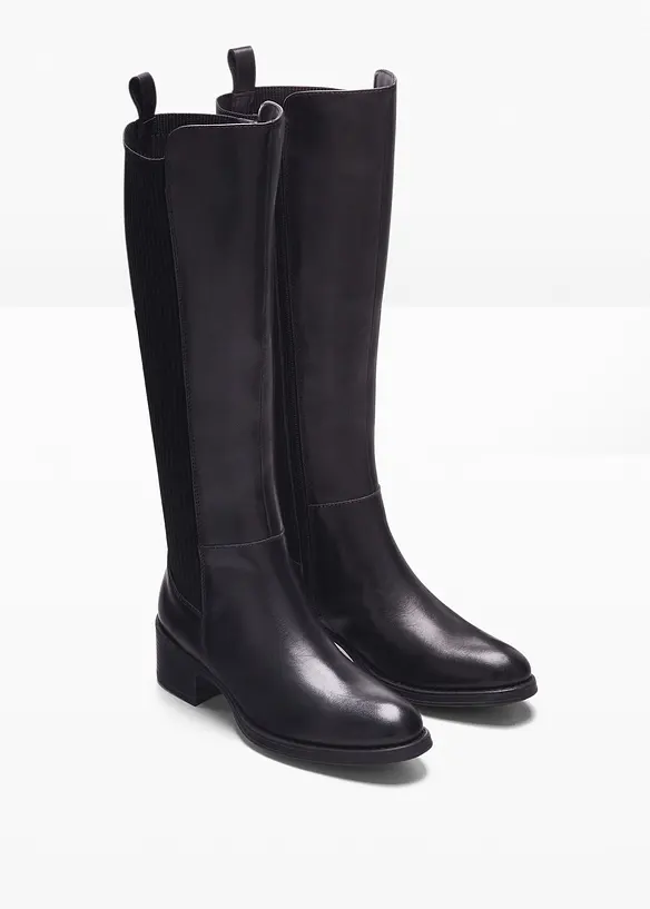 Stiefel aus Leder in schwarz - bonprix